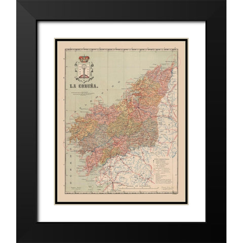 A Coruna Spain Europe - Martin 1911 Black Modern Wood Framed Art Print with Double Matting by Martin