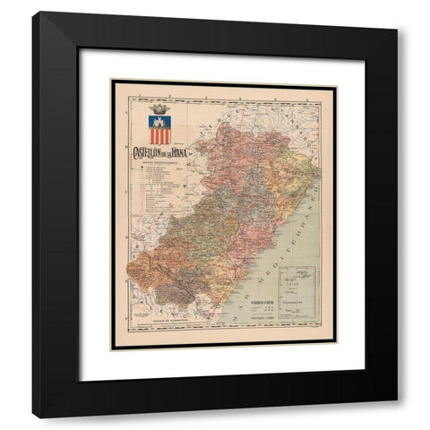 Castellon de la Plana Spain Europe - Martin 1911 Black Modern Wood Framed Art Print with Double Matting by Martin