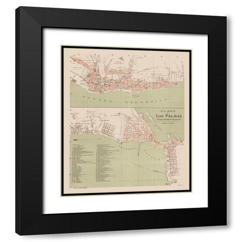 Las Palmas Spain Europe - Martin 1911 Black Modern Wood Framed Art Print with Double Matting by Martin