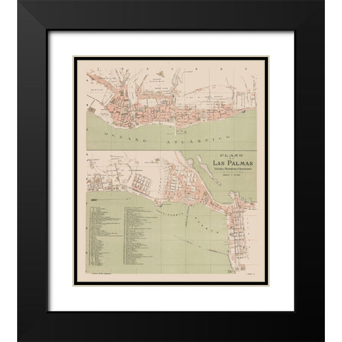 Las Palmas Spain Europe - Martin 1911 Black Modern Wood Framed Art Print with Double Matting by Martin