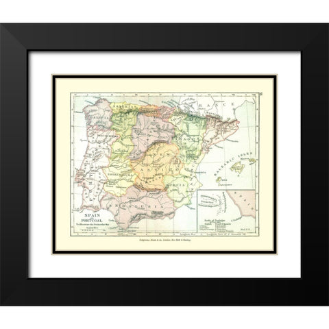Spain Portugal Europe - Gardiner 1902 Black Modern Wood Framed Art Print with Double Matting by Gardiner