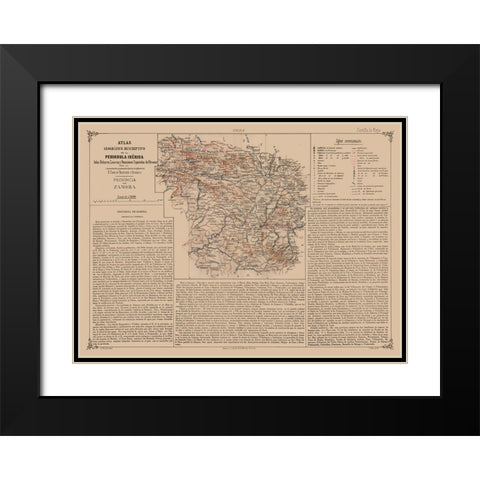 Zamora Province Spain - Valverde 1880 Black Modern Wood Framed Art Print with Double Matting by Valverde