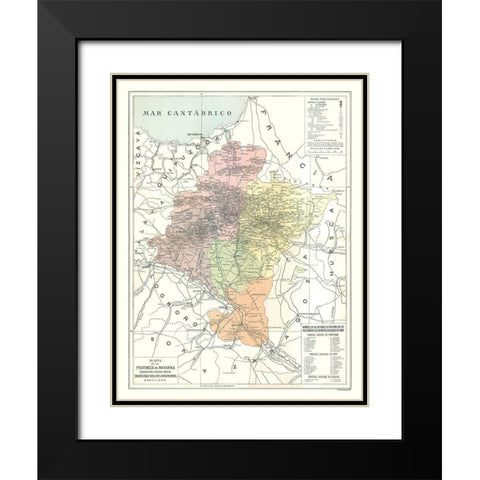 Navarra Province Spain - Pompido 1913 Black Modern Wood Framed Art Print with Double Matting by Pompido