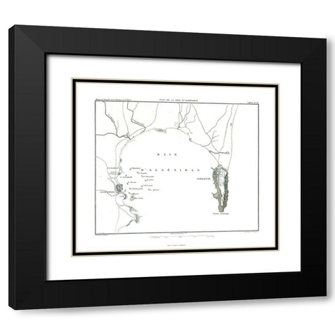 Europe Bay of Gibraltar Spain - Thiers 1866 Black Modern Wood Framed Art Print with Double Matting by Thiers