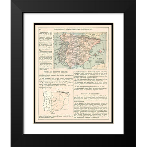 Spain Portugal - Monteith 1882 Black Modern Wood Framed Art Print with Double Matting by Monteith