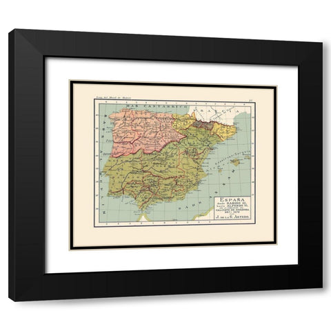 Spain 967 AD to 1072 AD - Artero 1879 Black Modern Wood Framed Art Print with Double Matting by Artero