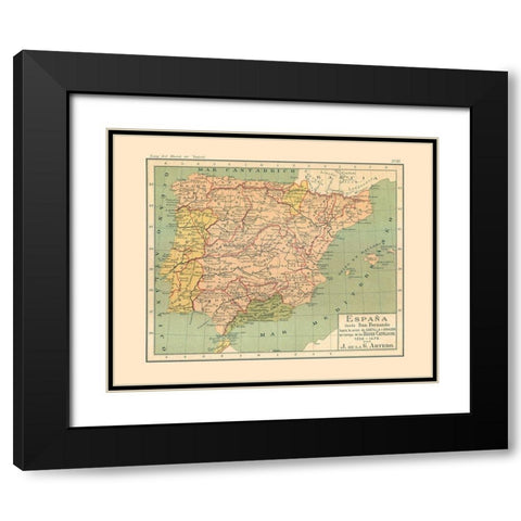 Spain 1230 AD to 1479 AD - Artero 1879 Black Modern Wood Framed Art Print with Double Matting by Artero