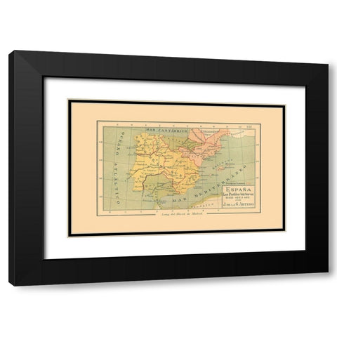 Spain 420 BC to 460 BC - Artero 1879 Black Modern Wood Framed Art Print with Double Matting by Artero