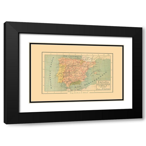 Spain 1479 AD to 1580 AD - Artero 1879 Black Modern Wood Framed Art Print with Double Matting by Artero