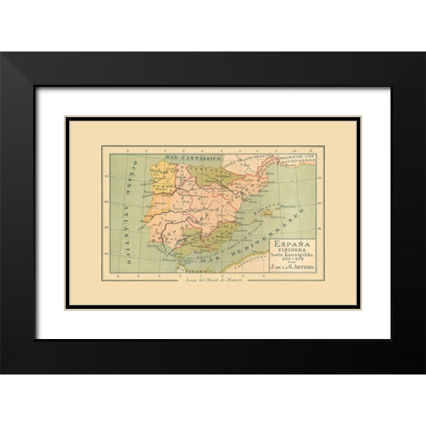 Spain 507 AD to 572 AD - Artero 1879 Black Modern Wood Framed Art Print with Double Matting by Artero