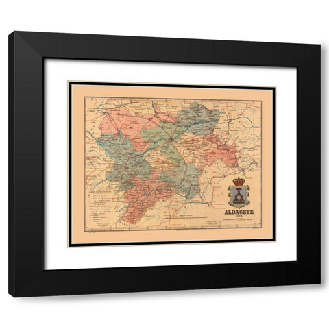 Albacete Spain 1902 - Martine 1904 Black Modern Wood Framed Art Print with Double Matting by Martine