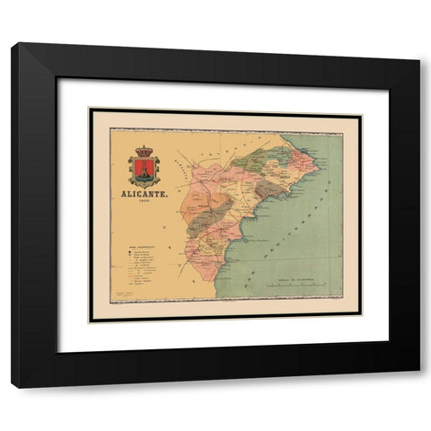 Alicante Spain 1900 - Martine 1904 Black Modern Wood Framed Art Print with Double Matting by Martine