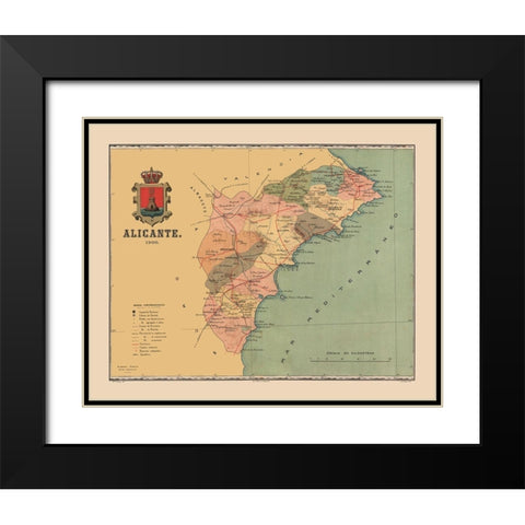 Alicante Spain 1900 - Martine 1904 Black Modern Wood Framed Art Print with Double Matting by Martine