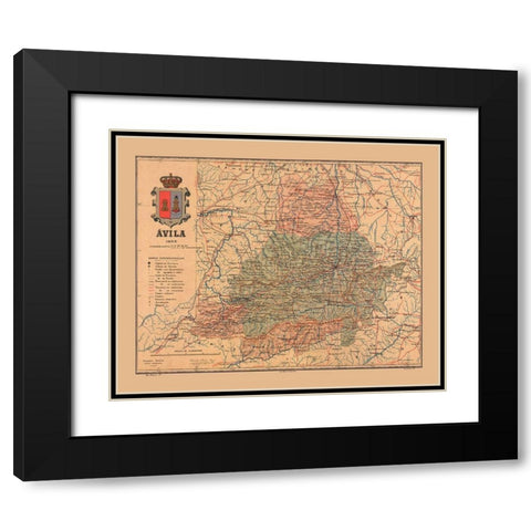 Avila Spain 1903 - Martine 1904 Black Modern Wood Framed Art Print with Double Matting by Martine