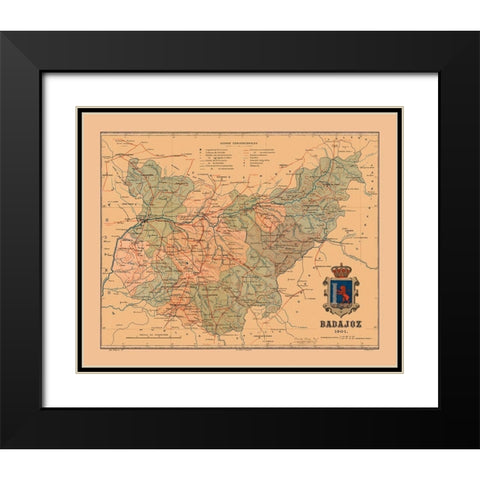 Badajoz Spain 1901 - Martine 1904 Black Modern Wood Framed Art Print with Double Matting by Martine