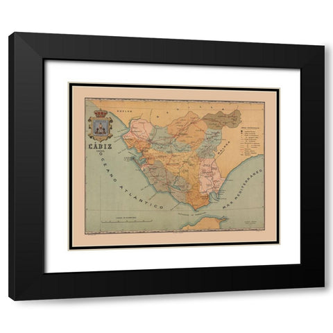 Cadiz Spain 1900 - Martine 1904 Black Modern Wood Framed Art Print with Double Matting by Martine