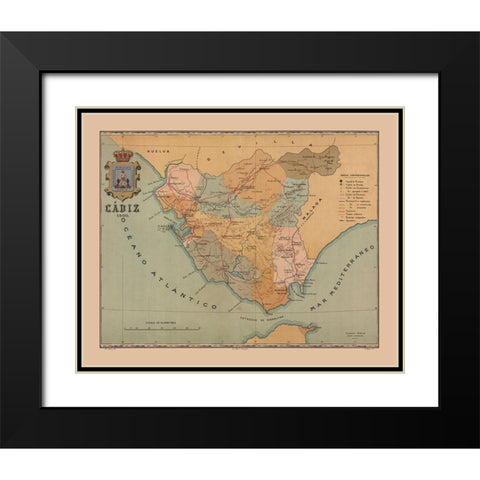 Cadiz Spain 1900 - Martine 1904 Black Modern Wood Framed Art Print with Double Matting by Martine