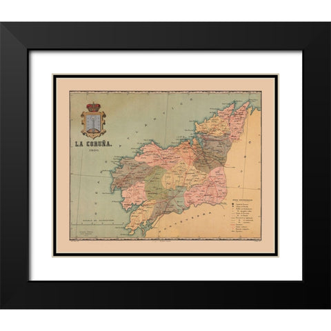 A Coruna Spain 1900 - Martine 1904 Black Modern Wood Framed Art Print with Double Matting by Martine