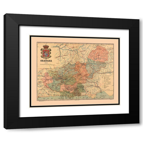 Granada Spain 1902 - Martine 1904 Black Modern Wood Framed Art Print with Double Matting by Martine