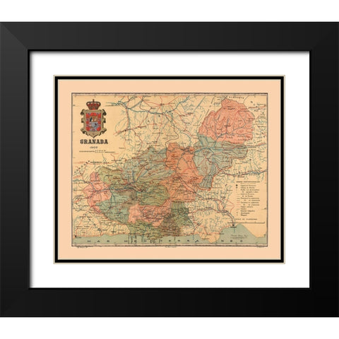 Granada Spain 1902 - Martine 1904 Black Modern Wood Framed Art Print with Double Matting by Martine