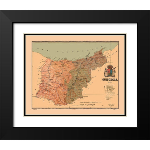 Gipuzkoa Spain 1901 - Martine 1904 Black Modern Wood Framed Art Print with Double Matting by Martine