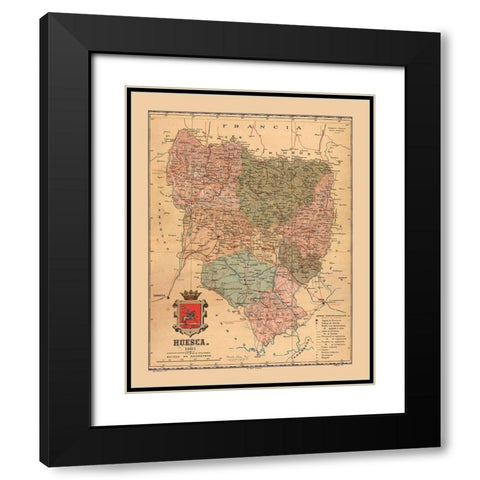 Huesca Spain 1901 - Martine 1904 Black Modern Wood Framed Art Print with Double Matting by Martine