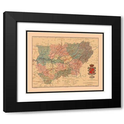 Jaen Spain 1902 - Martine 1904 Black Modern Wood Framed Art Print with Double Matting by Martine