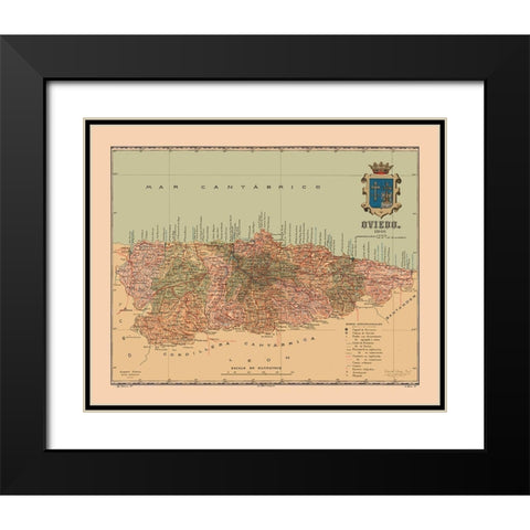 Oviedo Spain 1901 - Martine 1904 Black Modern Wood Framed Art Print with Double Matting by Martine