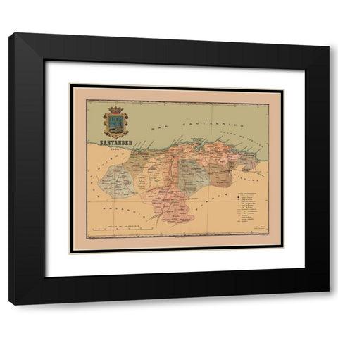 Santander Spain 1900 - Martine 1904 Black Modern Wood Framed Art Print with Double Matting by Martine