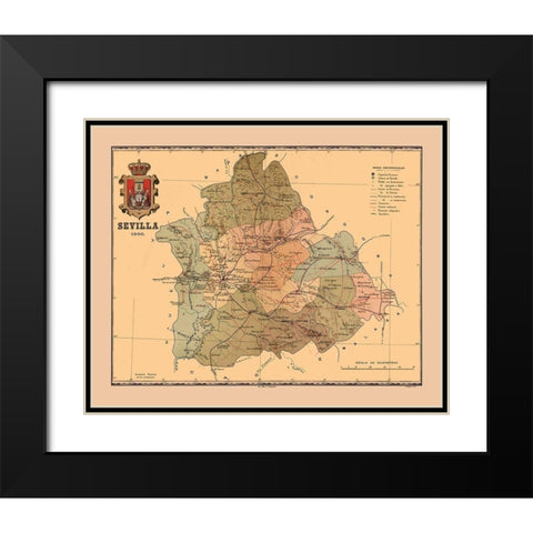 Seville Spain 1900 - Martine 1904 Black Modern Wood Framed Art Print with Double Matting by Martine