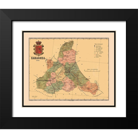 Zaragoza Spain 1900 - Martine 1904 Black Modern Wood Framed Art Print with Double Matting by Martine