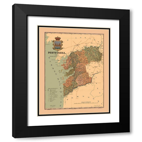 Pontevedra Spain 1902 - Martine 1904 Black Modern Wood Framed Art Print with Double Matting by Martine