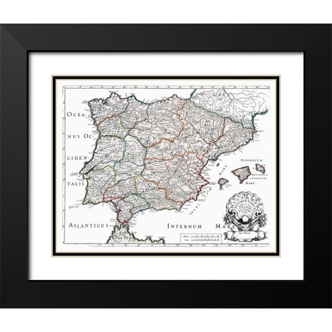 Ancient Spain - Sanson 1641 Black Modern Wood Framed Art Print with Double Matting by Sanson