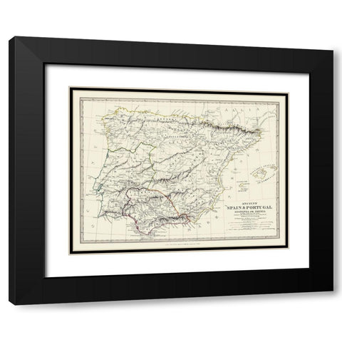 Ancient Spain Portugal - Chapman 1830 Black Modern Wood Framed Art Print with Double Matting by Chapman