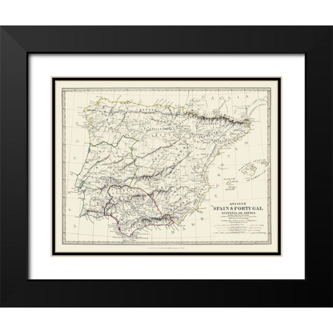 Ancient Spain Portugal - Chapman 1830 Black Modern Wood Framed Art Print with Double Matting by Chapman