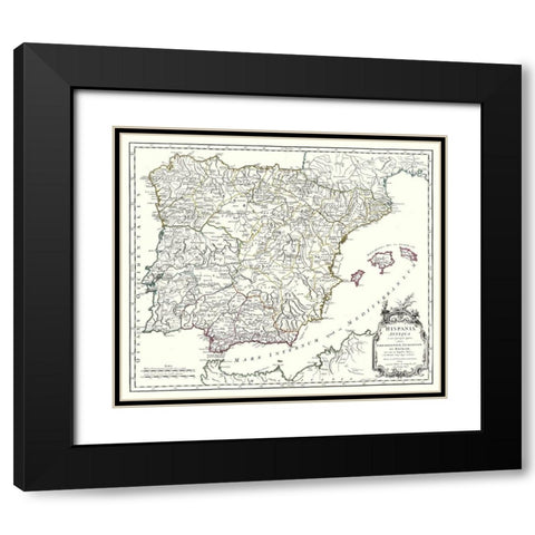 Ancient Spain - Vaugondy 1757 Black Modern Wood Framed Art Print with Double Matting by Vaugondy