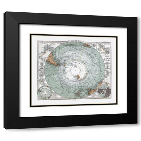 South Pole - Perthes 1875 Black Modern Wood Framed Art Print with Double Matting by Perthes