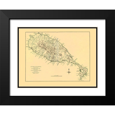 St Kitts St Christophers Caribbean - Jefferys 1768 Black Modern Wood Framed Art Print with Double Matting by Jefferys