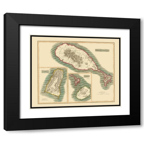 St Christophers St Lucia Nevis - Thomson 1815 Black Modern Wood Framed Art Print with Double Matting by Thomson