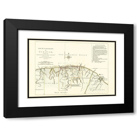 Dutch Colony Surinam South America - Jefferys 1771 Black Modern Wood Framed Art Print with Double Matting by Jefferys