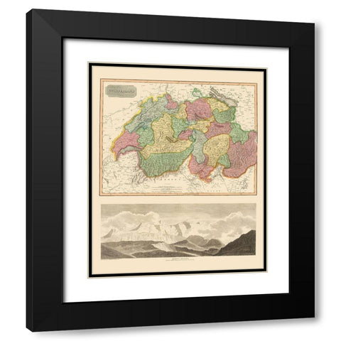 Switzerland - Thomson 1814 Black Modern Wood Framed Art Print with Double Matting by Thomson
