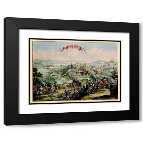 Kristianstad Sweden Panoramic - DeHooghe 1675 Black Modern Wood Framed Art Print with Double Matting by De Hooghe
