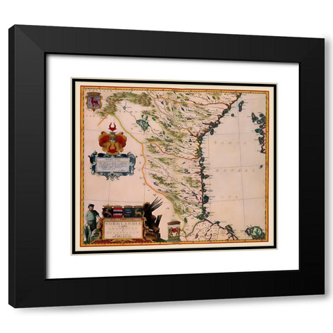 Sweden - Blaeu 1662 Black Modern Wood Framed Art Print with Double Matting by Blaeu