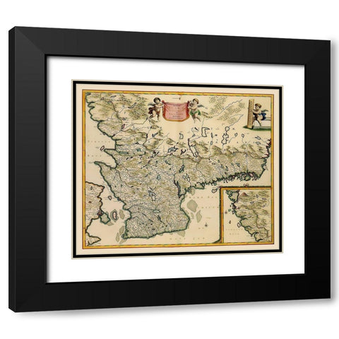 Southern Sweden - De Wit 1688 Black Modern Wood Framed Art Print with Double Matting by De Wit