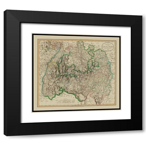 Swabia Region Germany - Cary 1799 Black Modern Wood Framed Art Print with Double Matting by Cary