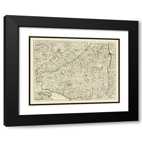 Swabia Region Germany - De Lisle 1704 Black Modern Wood Framed Art Print with Double Matting by De L''isle