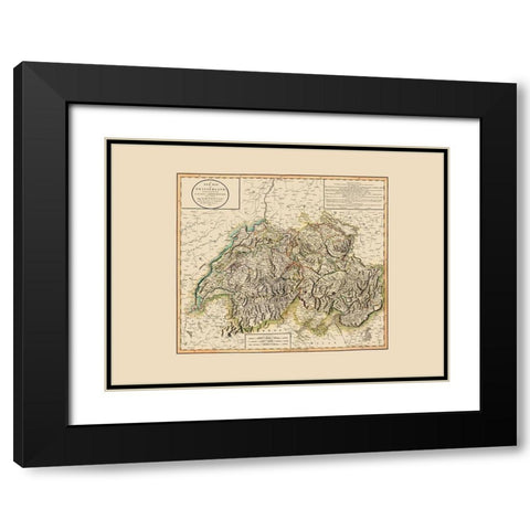 Switzerland - Cary 1799 Black Modern Wood Framed Art Print with Double Matting by Cary
