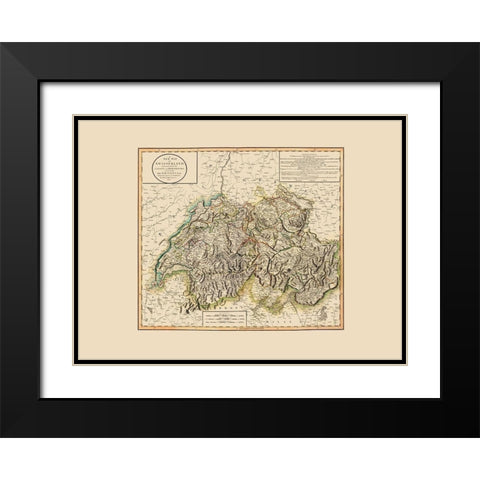 Switzerland - Cary 1799 Black Modern Wood Framed Art Print with Double Matting by Cary