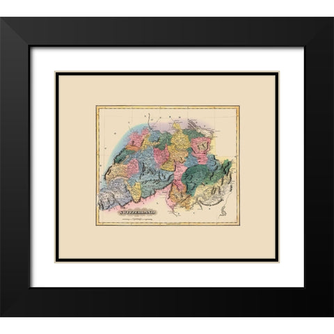 Switzerland - Lucas 1823 Black Modern Wood Framed Art Print with Double Matting by Lucas