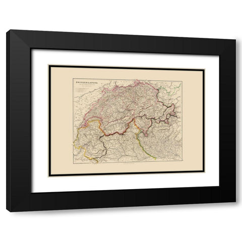 Switzerland - Arrowsmith 1844 Black Modern Wood Framed Art Print with Double Matting by Arrowsmith
